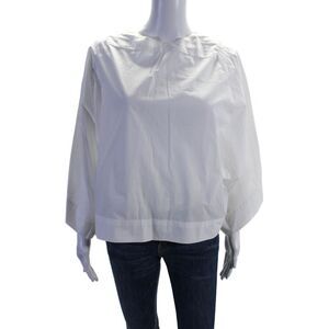 Odeeh Womens Cotton High Neck Long Sleeve Lined Dress Blouse White Size EUR 38